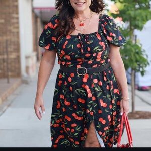 Cider Cherry Print Dress Sz 2X